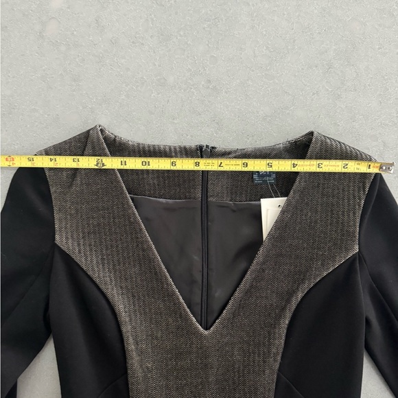 FRENCH CONNECTION NWT Size 2 Body Con Fitted Knee Length Black Houndstooth Dress - Picture 9 of 9